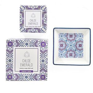 Chloe Emerald Emery Soap Dish Set • NIB